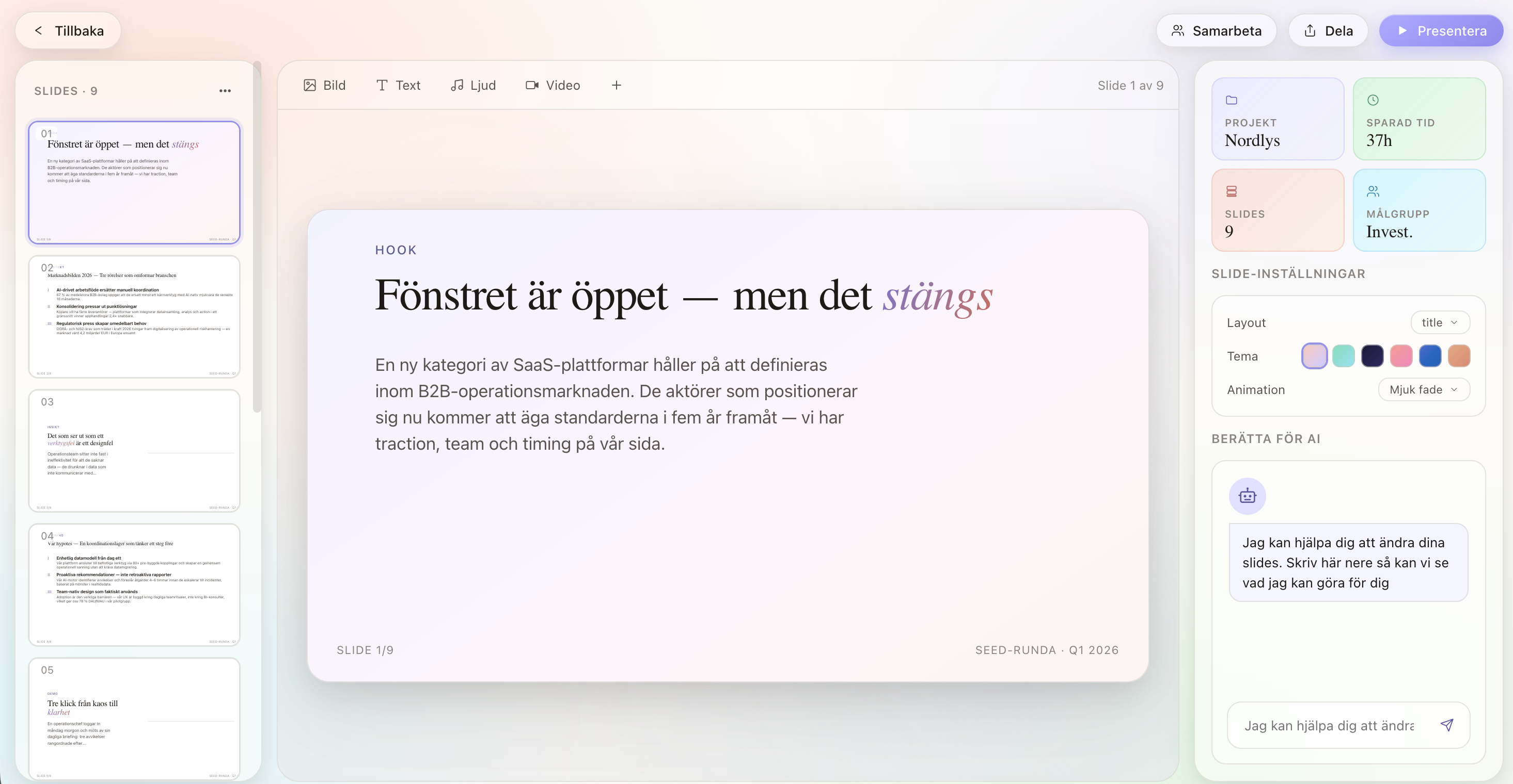 Blinc slide workspace